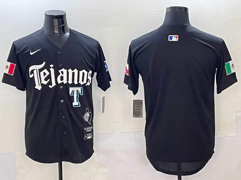 Men Texas Rangers Blank Black Five generations Joint Name 2025 Nike MLB Jersey style 3->texas rangers->MLB Jersey